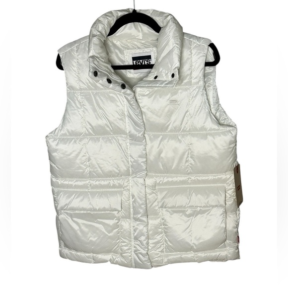 NWT Levi’s White Puffer Vest Medium - Picture 1 of 6